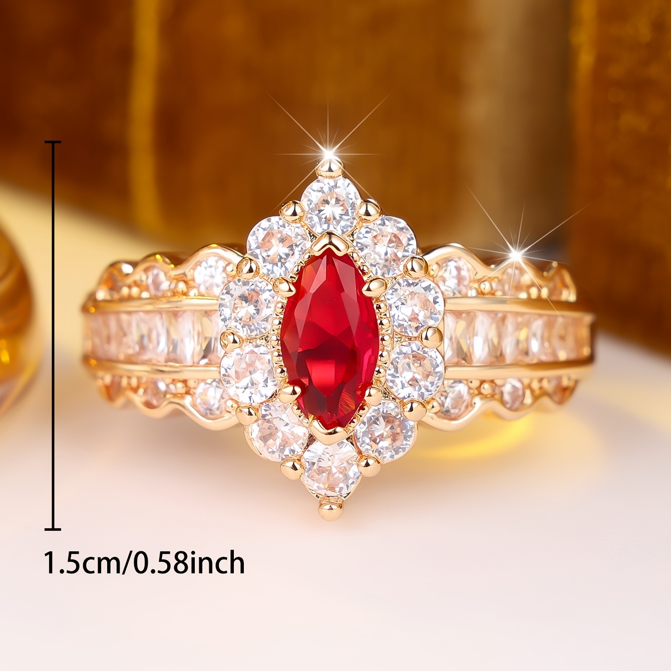 Women's Luxurious Cubic Zirconia Ring, Elegant Design