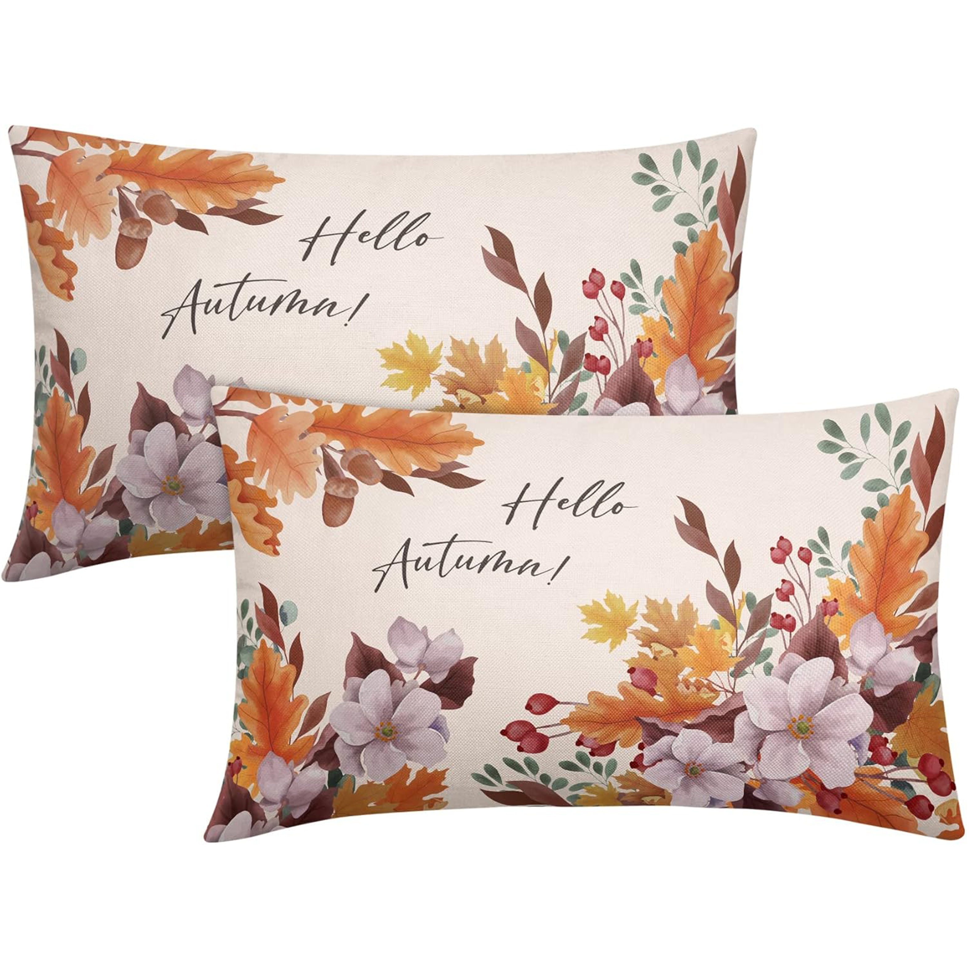 

2pcs - 12x20 , Fall & , Zippered For Decor, ( Not Included)