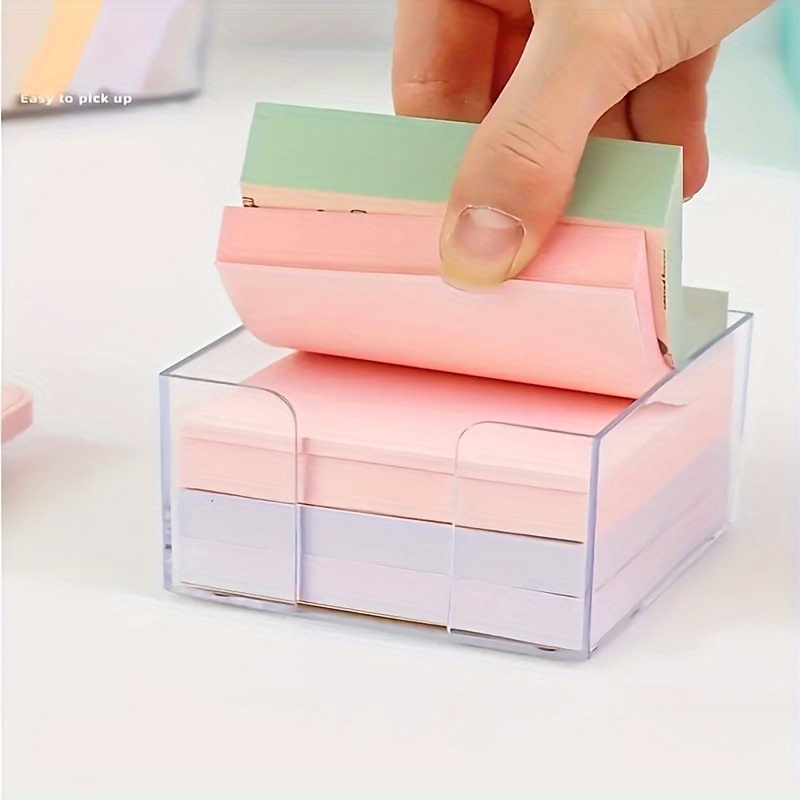 

1pc, Transparent Acrylic Notes Holder, Desktop Organizer, Office Stationery Storage Box, Desk Accessory Organizer, Clear Memo Pad Container