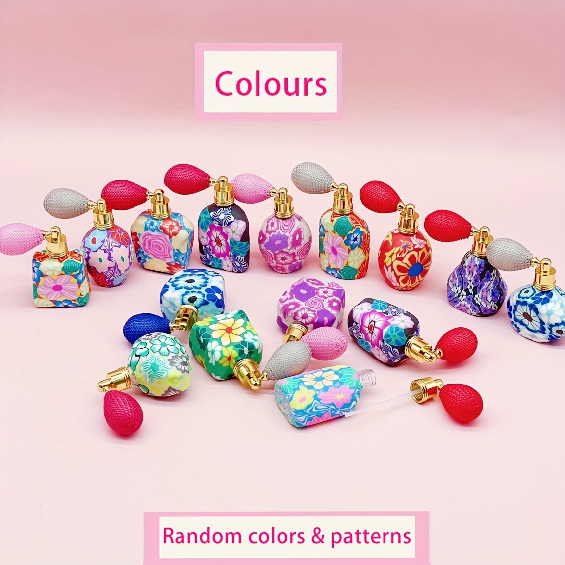 E-shop ./2 Stk. Zufällige . Versand, Multicolor Vintage Druck Luftkissen Weiche Keramik Glas Parfüm Nachfüllflasche 0.271Oz Vintage Blumen Luftkissen
