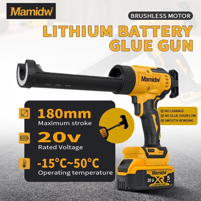 TEMU 10oz Cordless Caulking Gun Compatible With Dewalt 20v Tool Only, Anti-drip, 6-speed, Led Light - Ideal For Sealing, Filling & Repairing Windows, Bathrooms