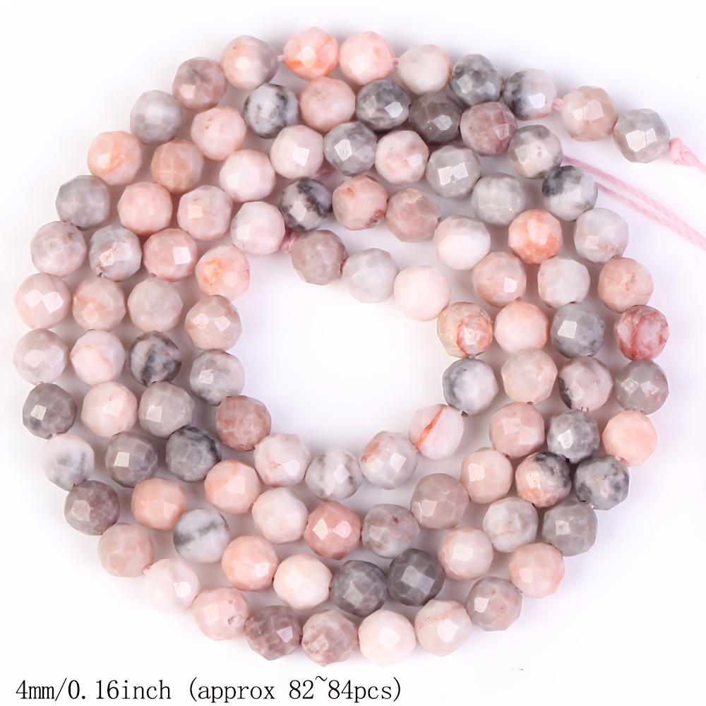 TEMU 2mm-4mm Cuentas Sueltas de Piedra Zebar Facetada Natural para Hacer Joyería DIY, Accesorios para Pulseras y Collares, 15