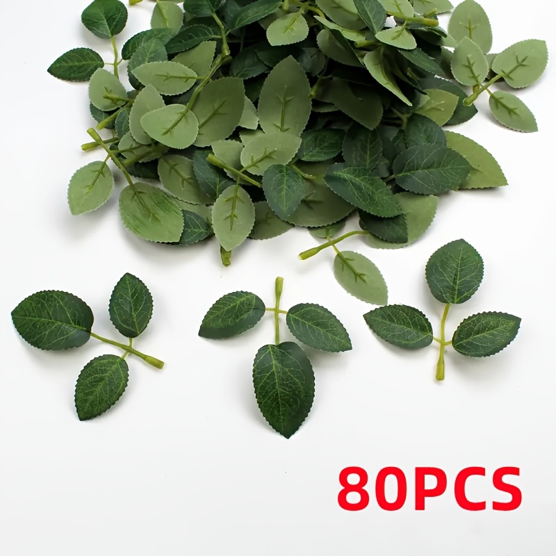 30/80/500pcs Artificial Flowers Green Leaf Faux Greenery Fake Rose Leaves Bouquet Garland Wreath Floral Arransynthetic Gemstoneent Diy Craft