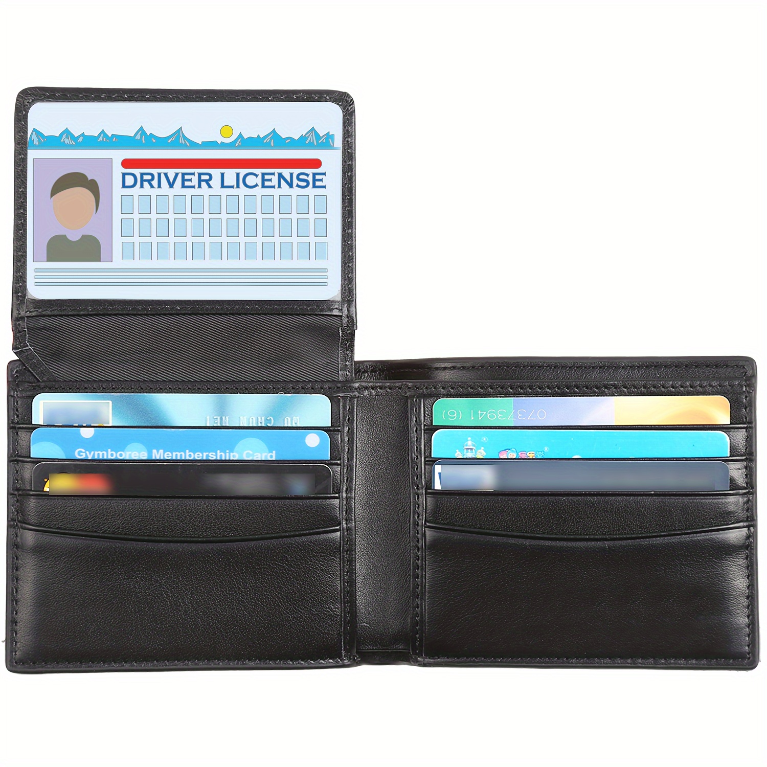 

Rfid Blocking Cowhide Leather Bifold Wallet For Men With 2 Id Windows Black Carbon Fiber