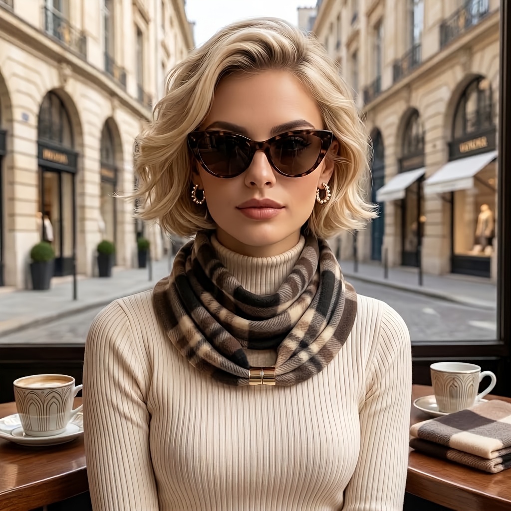 TEMU Soft, Warm, And Cold-proof Scarf - Elegant Neck Scarf, Warm Neck Warmer For Commuting, Daily Wear, And Casual, Stylish Look