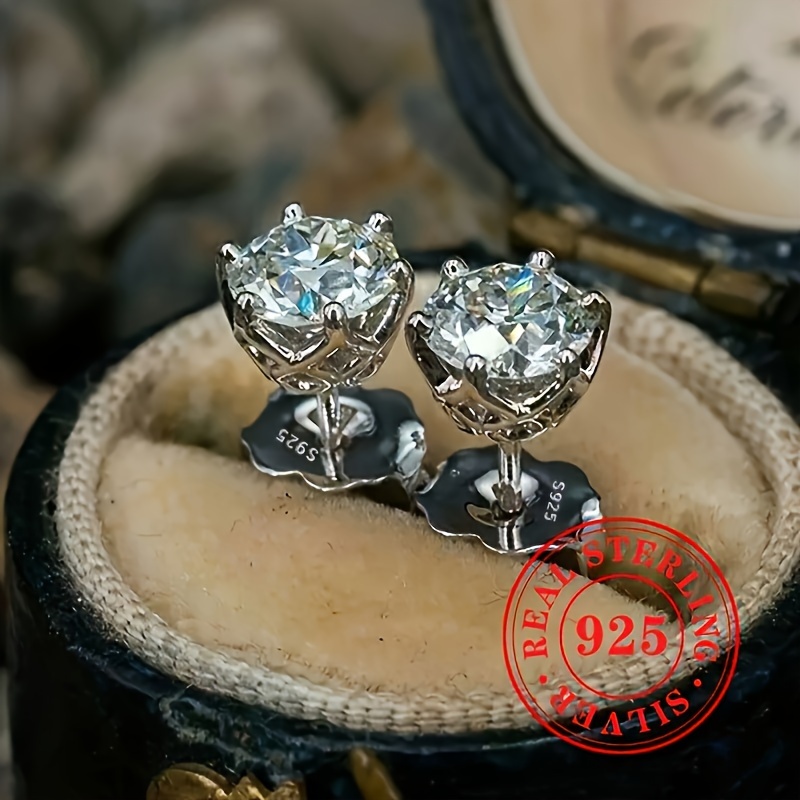 

Elegant 925 Sterling Silvery Stud Earrings With Sparkling Cubic Zirconia - & Parties, April Birthstone, Included, 925 Silvery, Earrings, Cubic Zirconia, Fashion