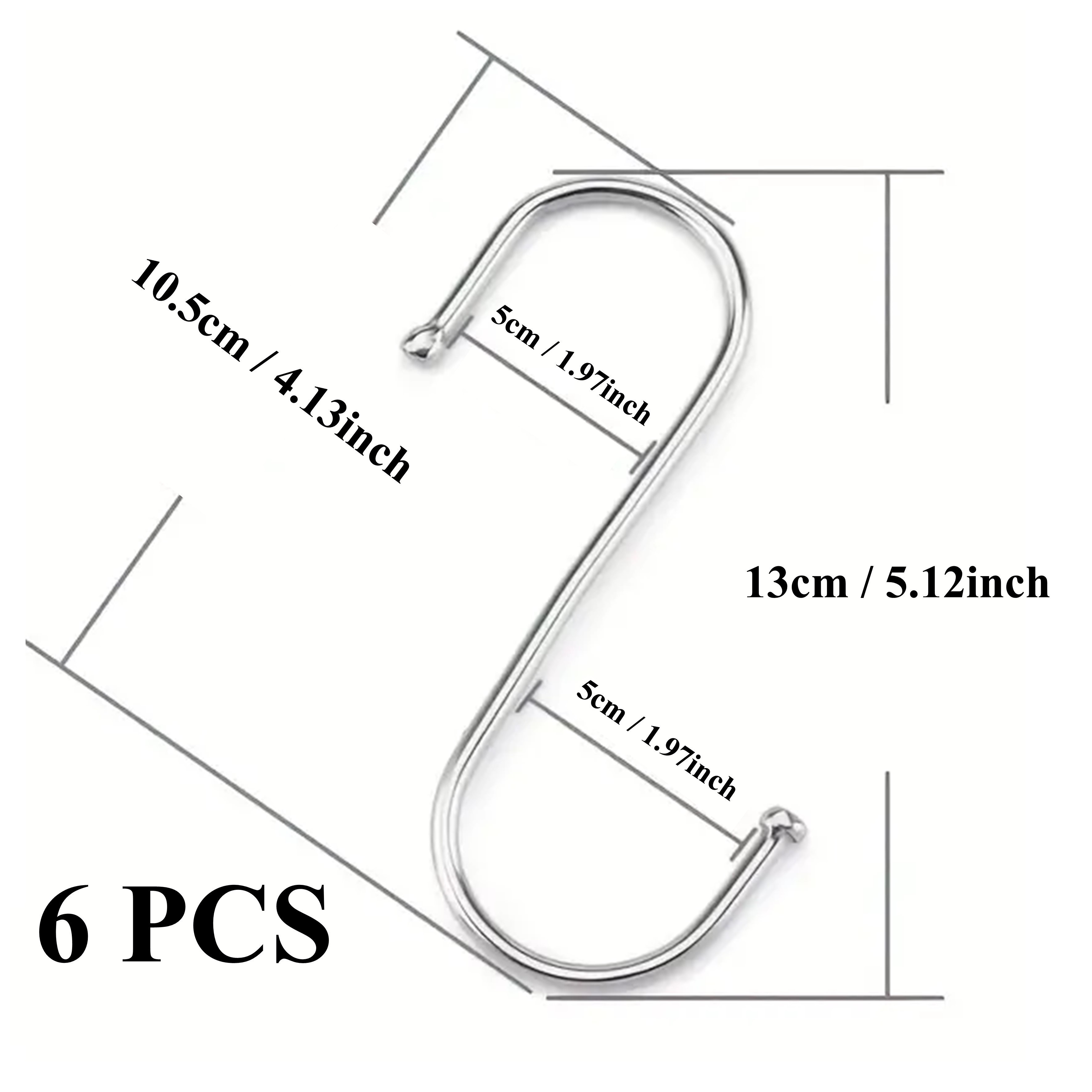 TEMU 6/12pcs Stainless Steel S-hooks - Heavy Duty, Rust Resistant, Scratch & Cut Resistant Metal Hanging Hooks For Kitchen, Bathroom, Bedroom, Office