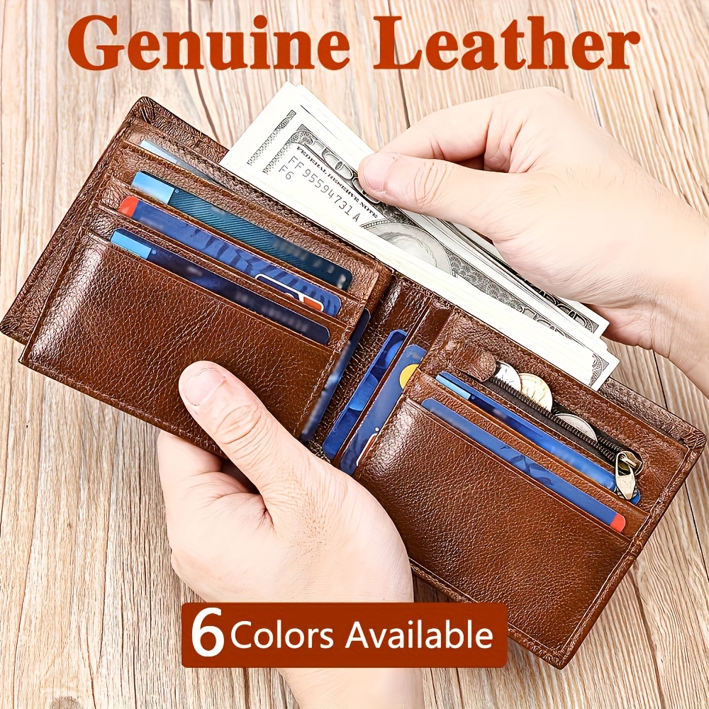 

Leather Wallet With Cowhide Top Layer Horizontal Wallet With 14 Card Slots Multi-card Slots Wallet Gift