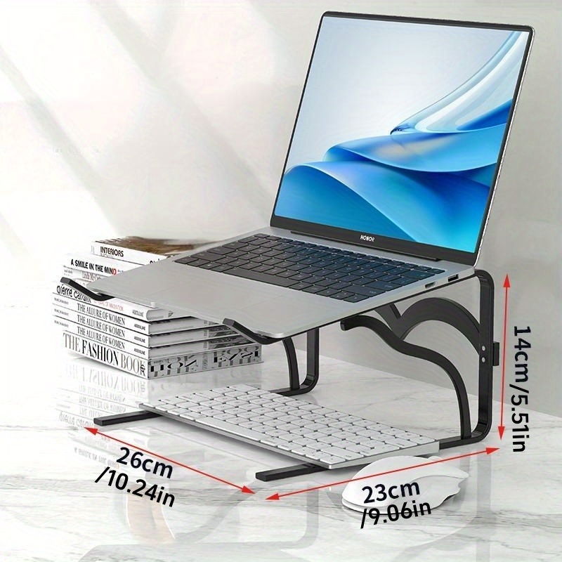 TEMU 1pc Laptop Stand, Elevated Cooling Rack For Desktop Keyboard Storage, Suitable For Gaming Laptops, With A Widened And Thickened Support,