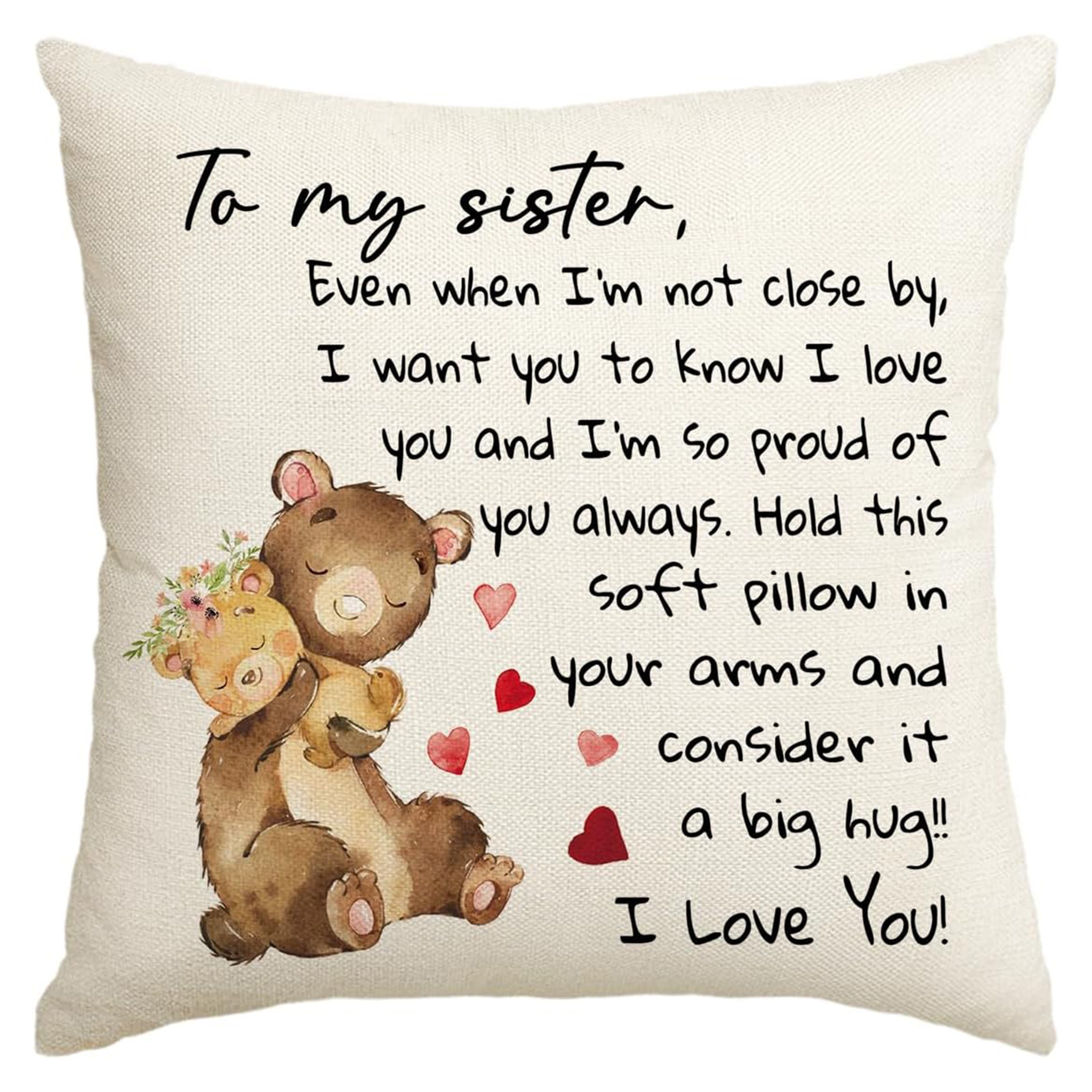 

Chic Linen Throw Pillow Cover For Sister - Perfect Birthday Gift From Brother Or Sister, Single-sided Print, Zip Closure, Machine Washable - No Insert