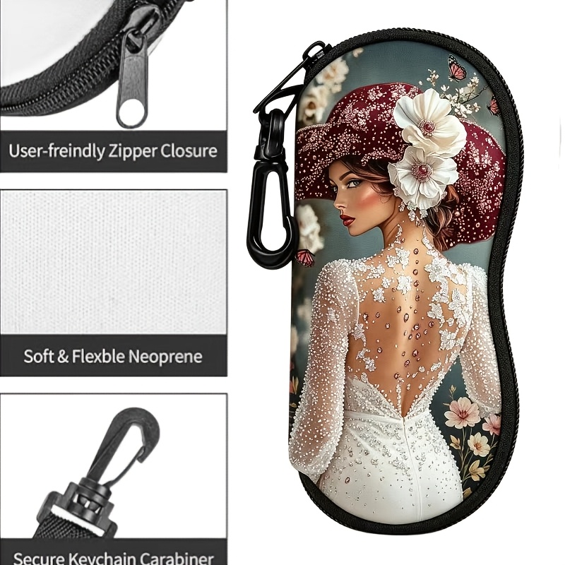 1pc Noble Lady Pattern Glasses Pouch, Soft Durable Storage Bag