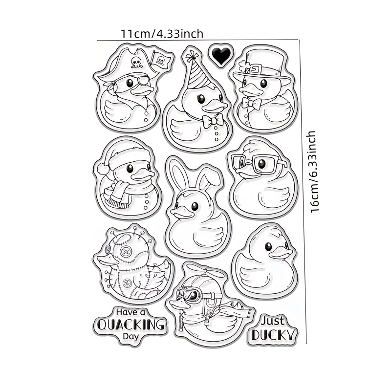Image of Cute Duck Transparent Stamps For Card Making, Holiday Duck Cartoon Animal Clear Stamps For Diy Scrapbooking, Journaling, Greeting Cards, Decoration, And Painting Tools