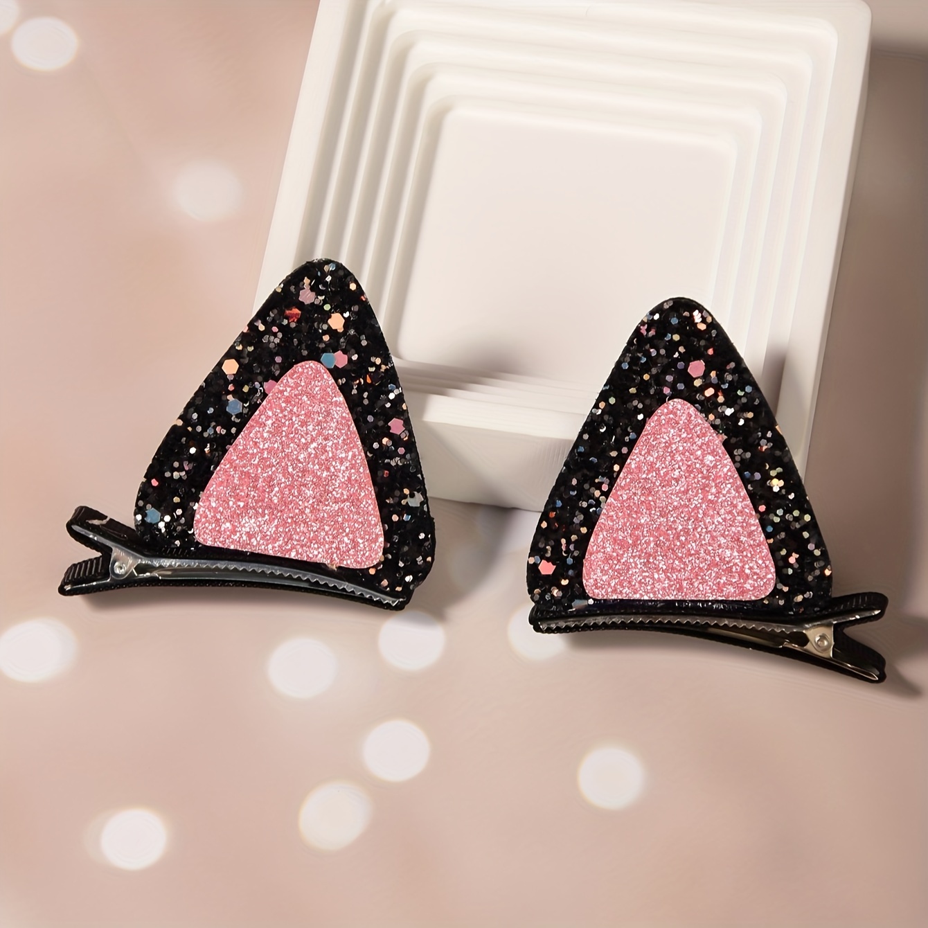 2pcs of Onion Powder Cat Ears Clips Cheapest Items Available Fashion Pink Cat Movie Star Series Daily Dress Up Hair Accessories