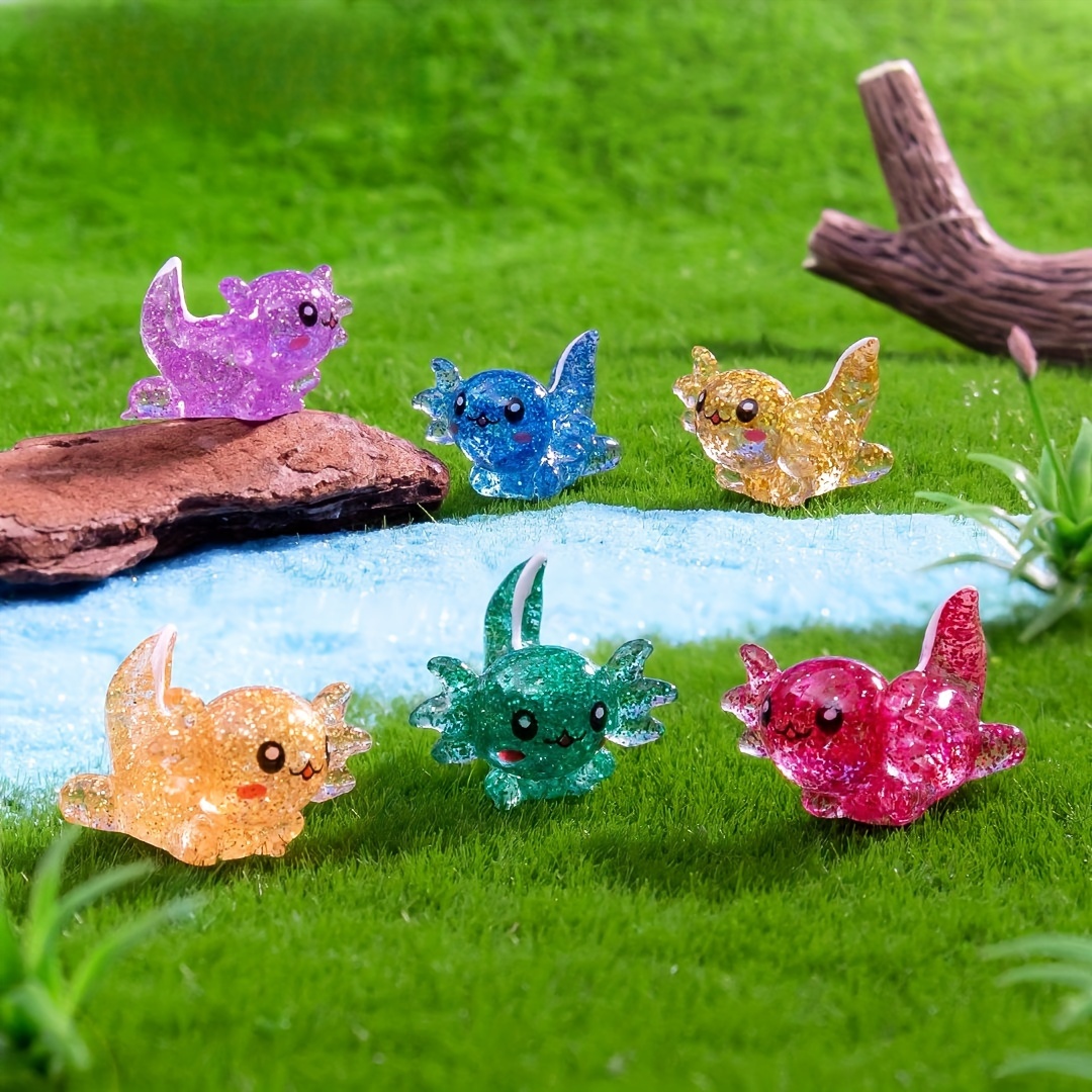 

12pcs Sparkling Resin Axolotl Toys - Glittery Figurines For Party Favors, Birthday Gifts & Diy Decor | Cute Animal Ornaments & Counting Toys For Home & Classroom