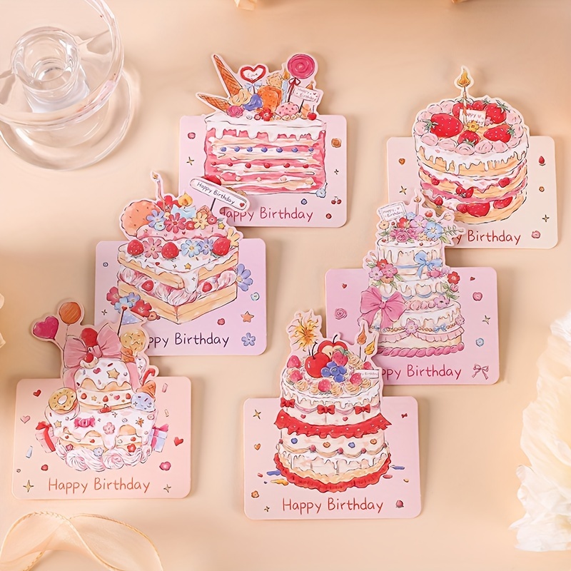 

12pcs 3d Pop-up Birthday Cake Greeting Cards - Creative Floral Designs & , Use