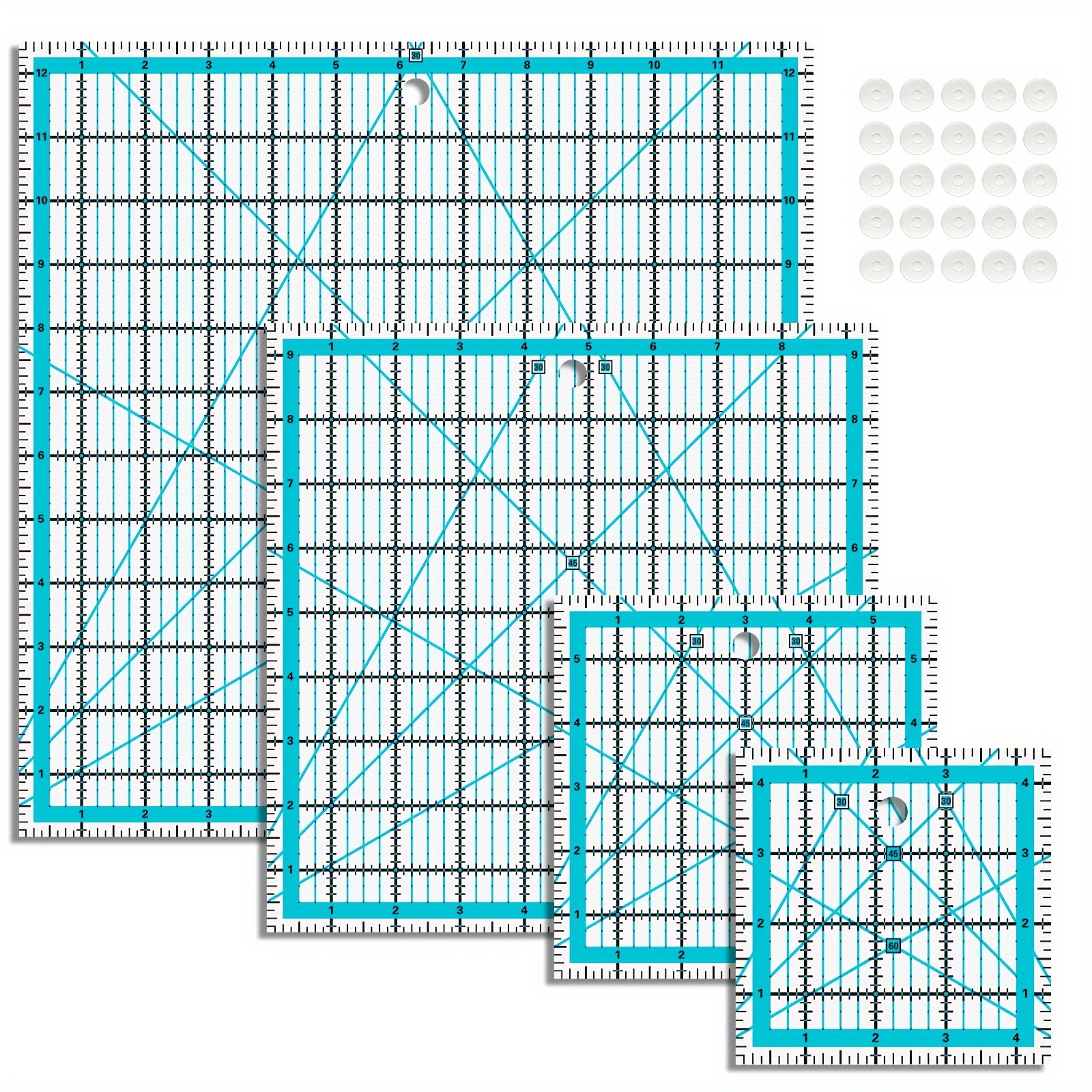 

Quilting Rulers, Acrylic Quilt Ruler, Fabric Cutting Ruler Quilting Templates With Non Slip Rings.