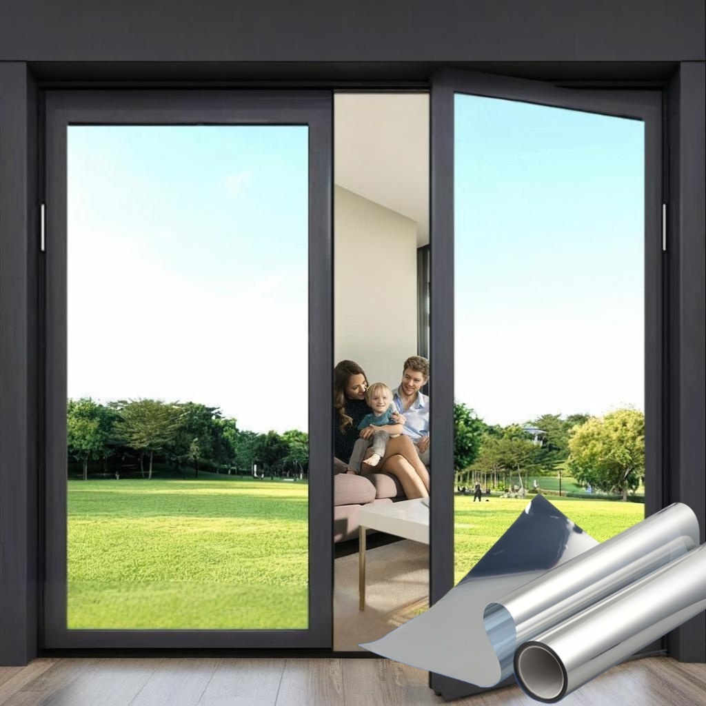 Sonnenschutzfolie für Fensterfolie Fenster Sonnenschutz Fensterfolie Sonnenschutz Innenraum Privatsphäre Folie Fensterfolie Privatsphäre Spiegel Fensterfolie, Silberfarben