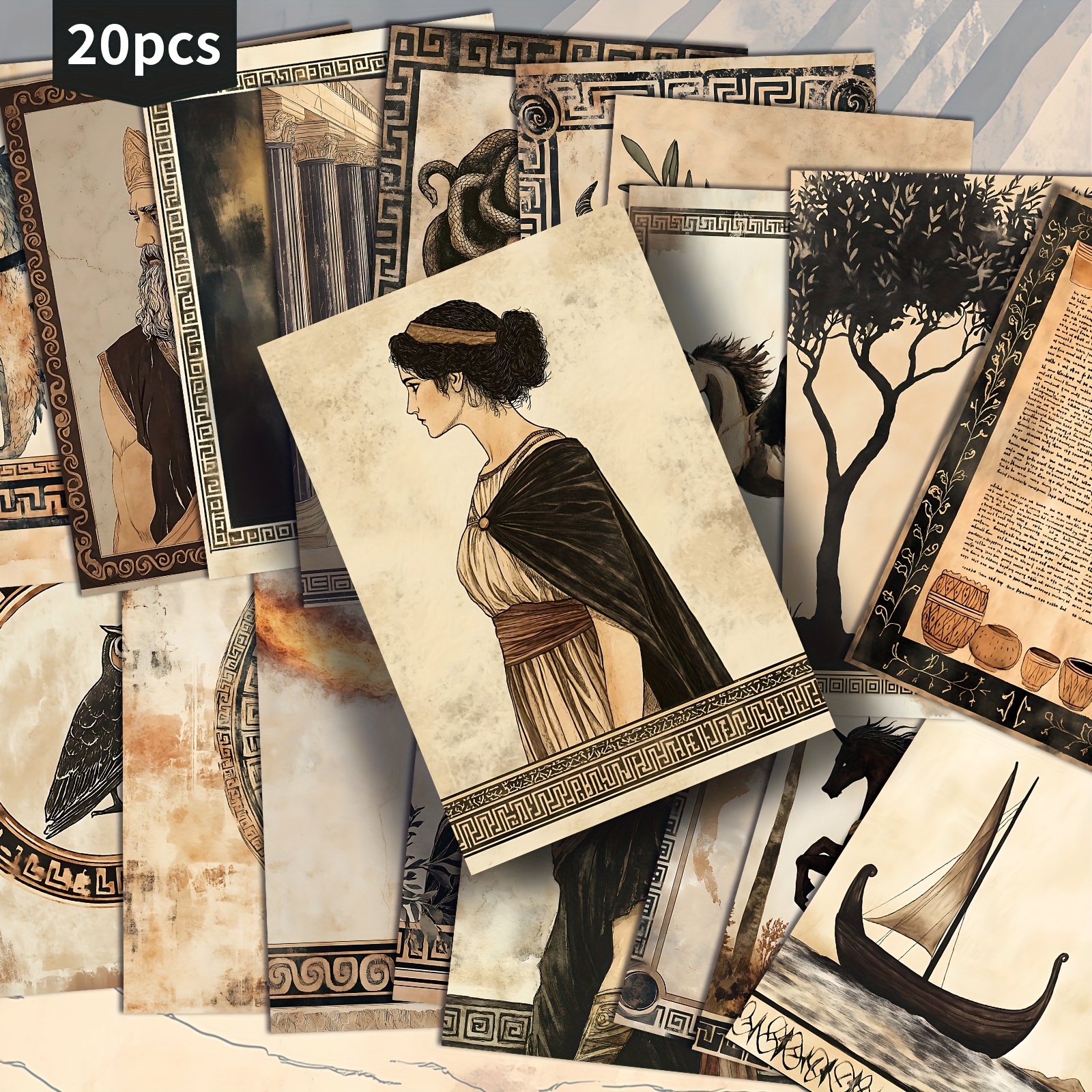 TEMU Paquete de 20 Tarjetas Postales ASSTSS de Mitología Griega - Ilustraciones en Tono Vintage de 4x6 Pulgadas con , Pinup y Pinturas Decorativas