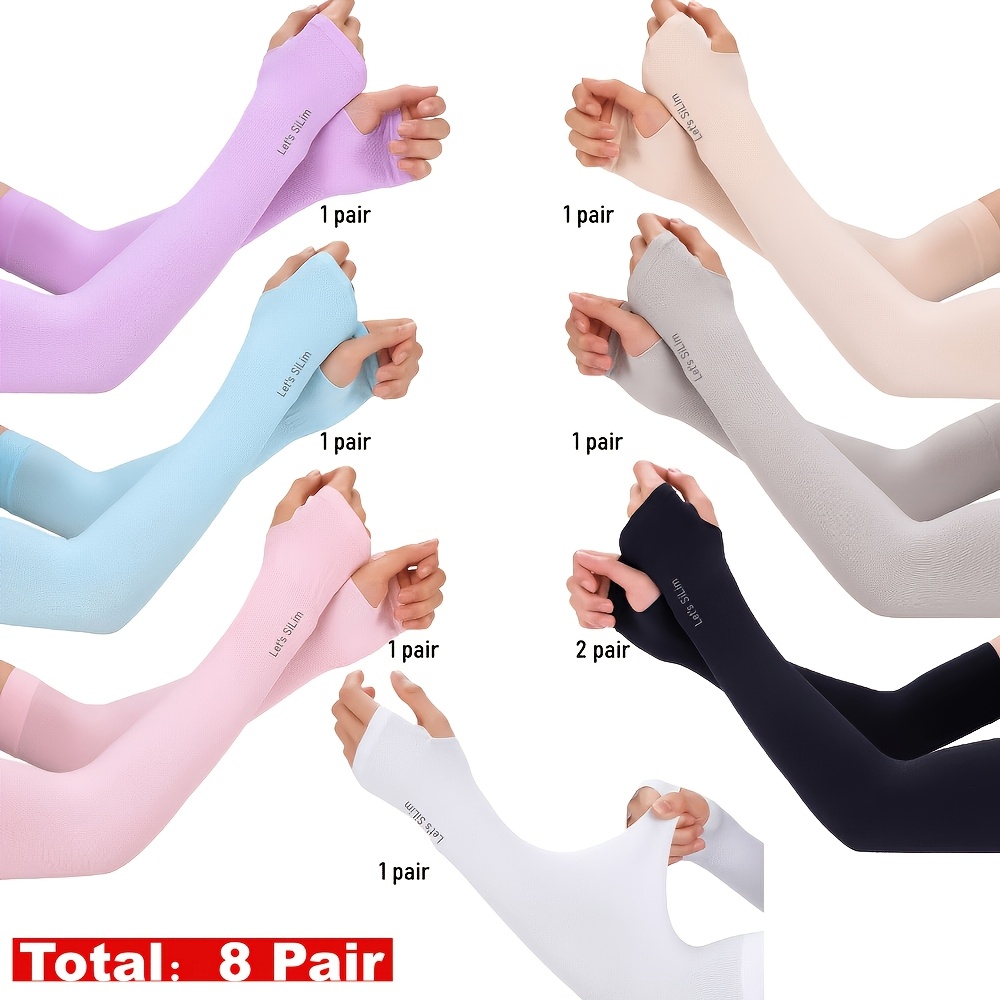 Image of 8 Pairs Of Cool Arm Covers For Men And Women, Summer Travel Arm Sleeves, Breathable And Elastic, Multiple Colors