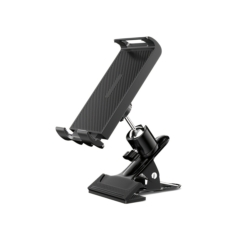TEMU 1pc Universal Phone Tablet Clamp Stand, 360 Degree Dual Ball Head Adjustable, Strong Spring Clip, Compatible With Phones And Tablets - Suitable