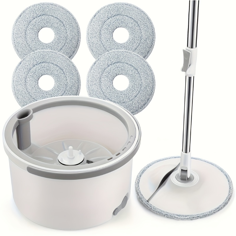 TEMU 1 Set Heavy-duty Rotating Mop And With 4 Reusable Mop Cloths & Extendable Handle - 360° Rotating Floor Suitable For Wet/dry Use, Manual Mop For