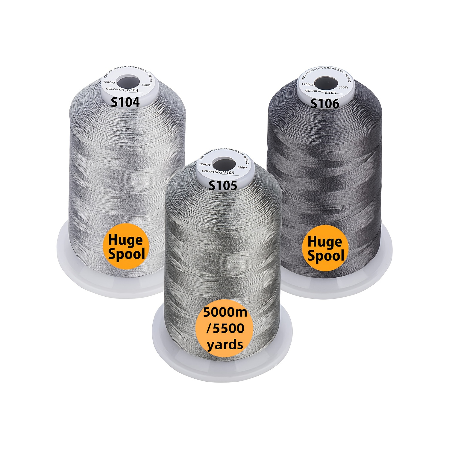 3 Huge Spools Polyester Embroidery Machine Thread Set 40wt 5000m/5500yards Similar To Brother And Madeira Colors