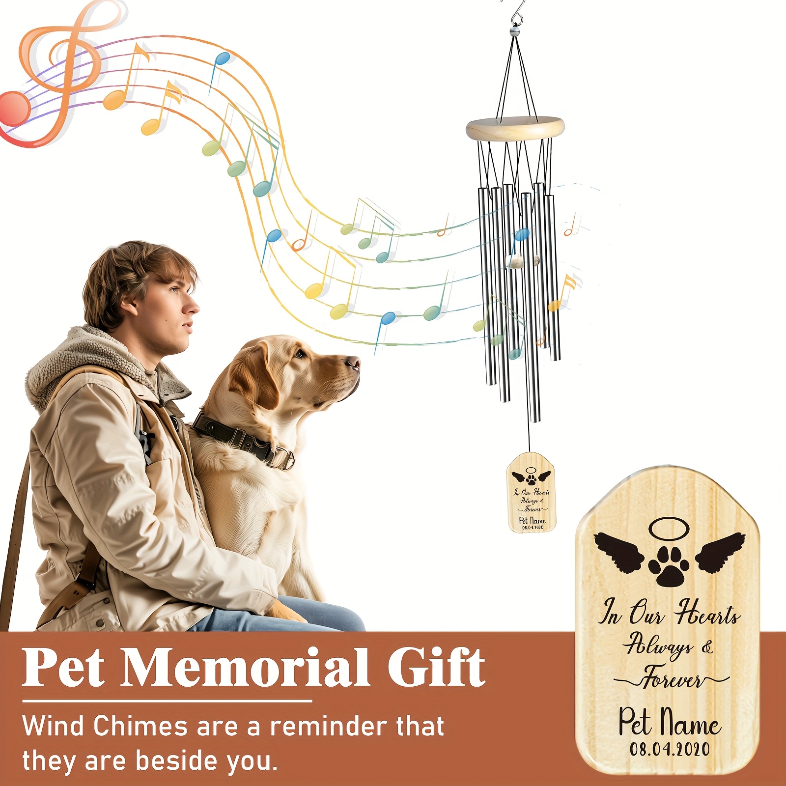 Personalized Pet Memorial Wind Chime with Custom Name