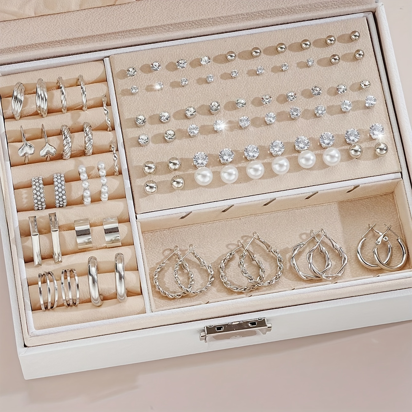 Set Of 102 Pieces Stylish Earrings Hoop Multiple Sets For Girls