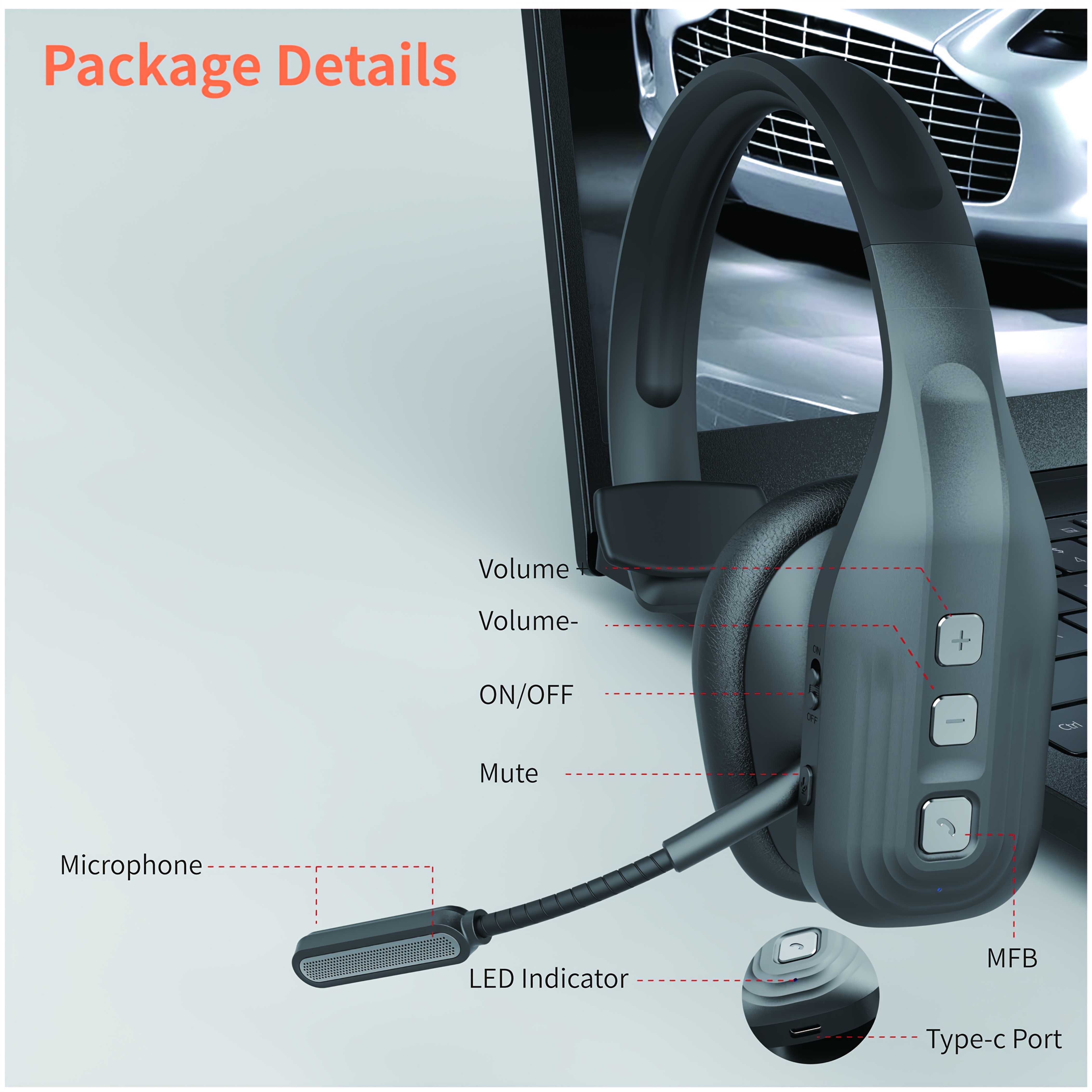 Bluetooth Headset for Truck Drivers Wireless Headset