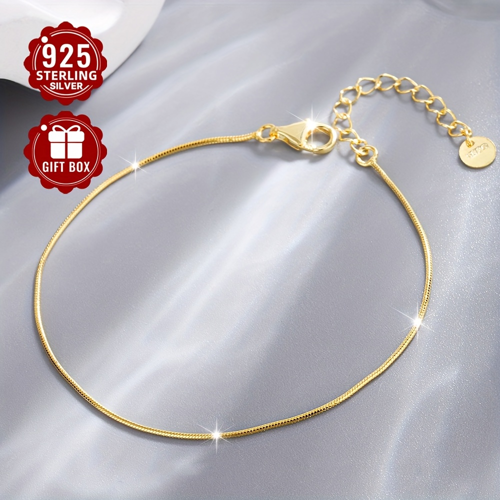 S925 Pure Silver Personalized Round Snake Bone Chain Bracelet