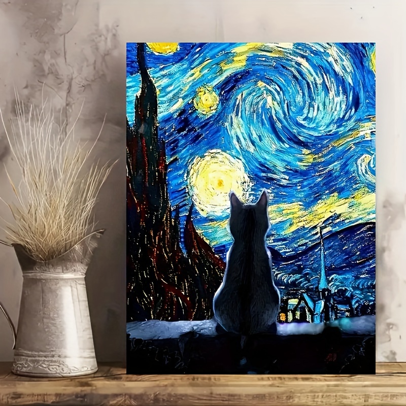 Image of Celestial Whimsy, Vibrant Starry Canvas Art Print, 12x16" - Frameless Spiral Wall Decor For Living Room, Bedroom, Office, Dining & Bar - Waterproof, Perfect Gift Idea, Room Decor