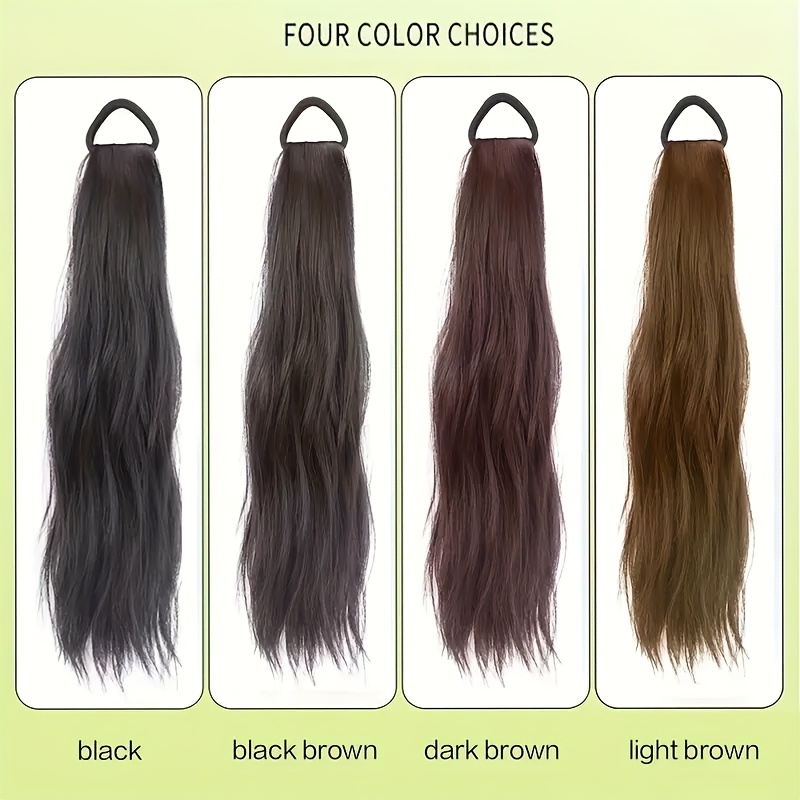 2pcs elegant water wave ponytail extensions for women 20 inch high temperature fiber natural   elastic band versatile styling options suitable for all ages ponytail hair extensions details 4