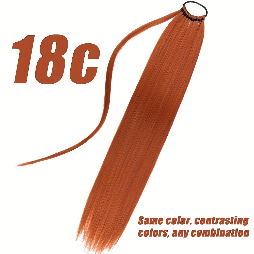 womens long straight orange ponytail extension high temperature fiber synthetic hair   daily wear hairpiece for volume increase details 2