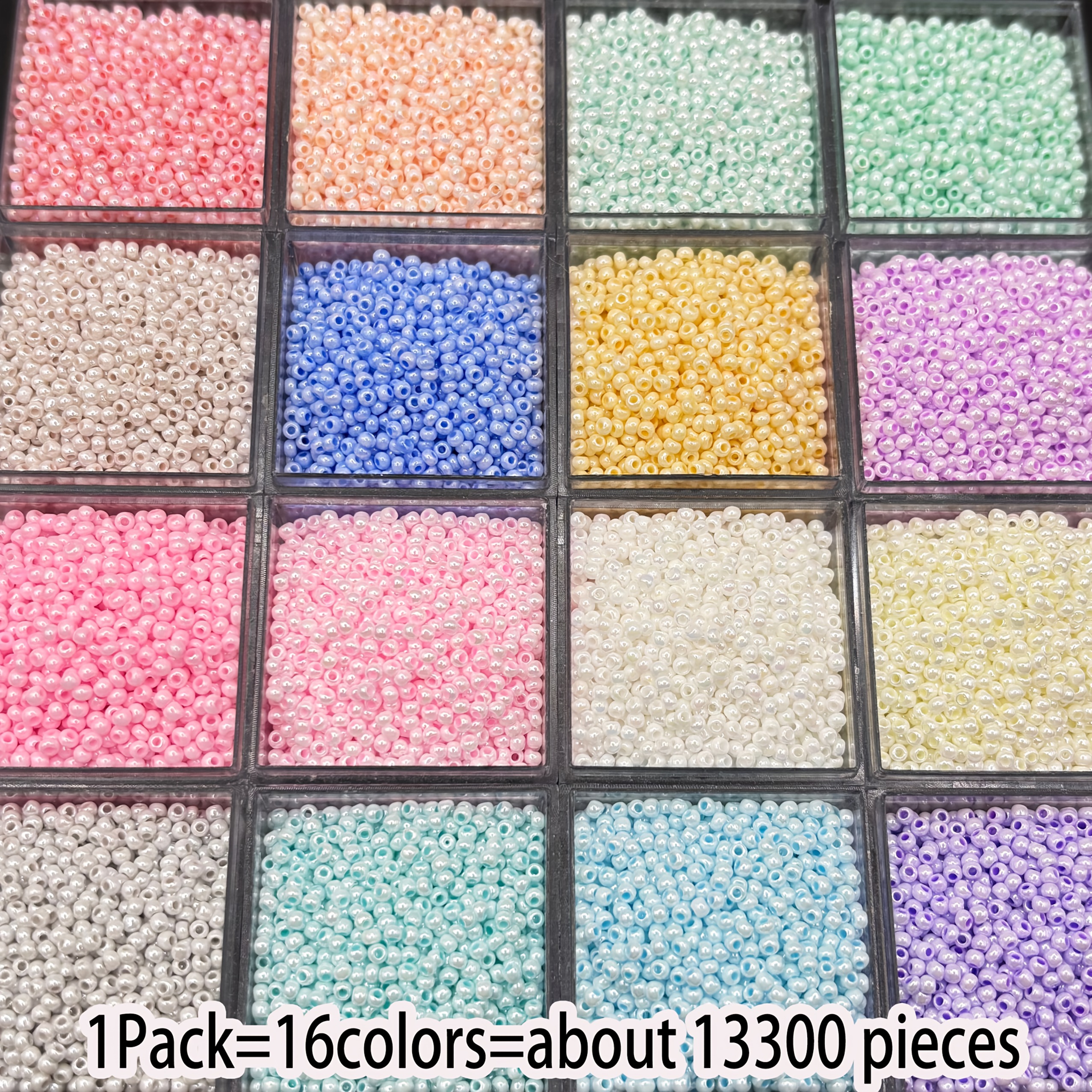 TEMU 13300 Perles 1,8 mm - 16 Style Boho Matériaux DIY Faits Main, Perles de Haute Qualité pour Bracelets, Boucles d'Oreilles et , Perles à Surface