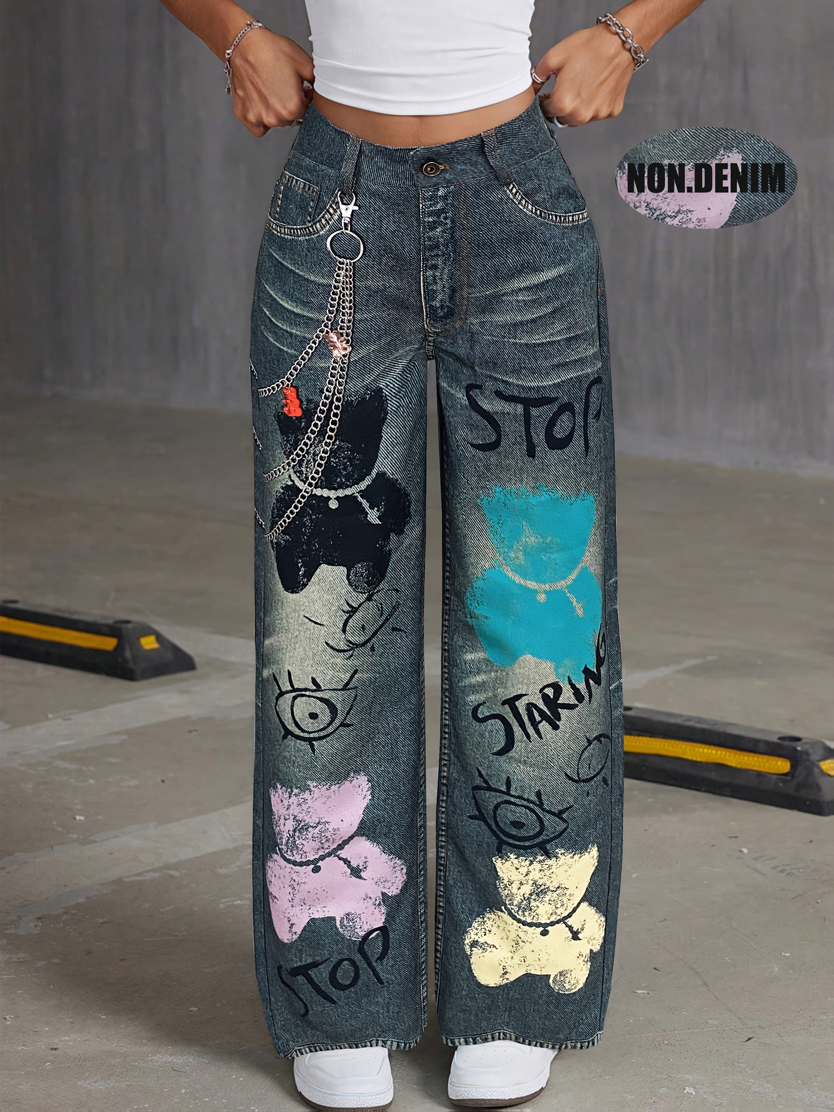 新品 Womens washed denim wide pants Amazon.com: KAJXZ Wide Leg Jeans for Women 2024 Trendy High