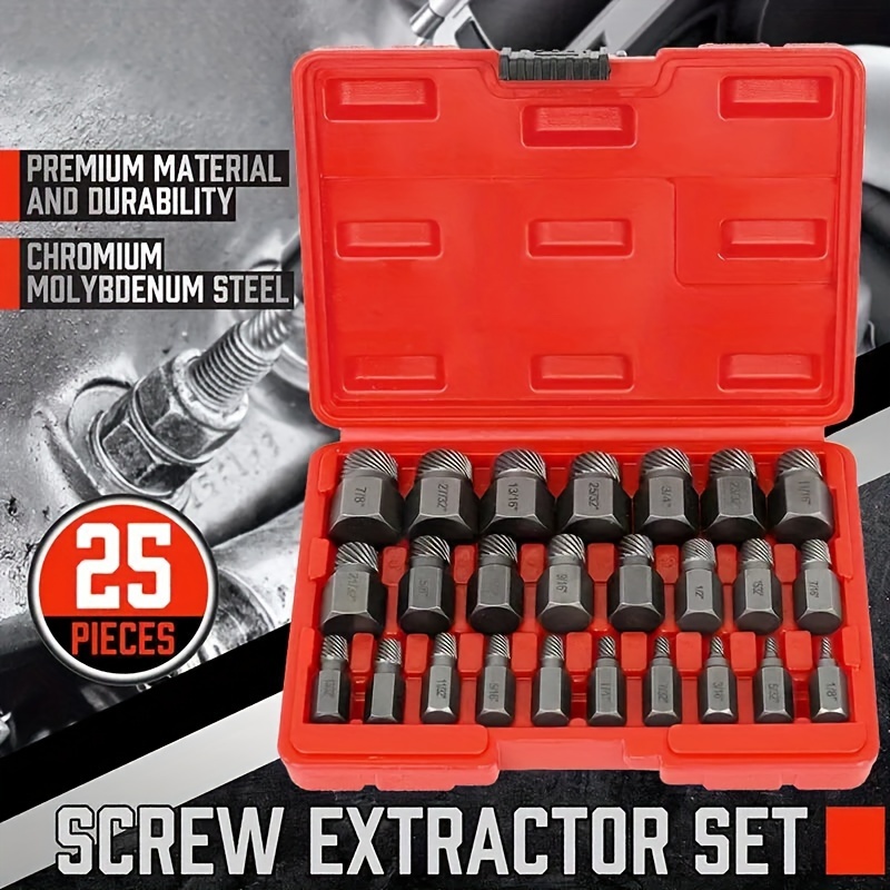 

[25pcs Screw Extractor] 25pcs Screw Extractor Set Hex Head Multi- Bolt Extractor Set, Steel Screw Extractor Set, Remove Damaged Bolts & Screws - An Essential Tool For Home And Workshop