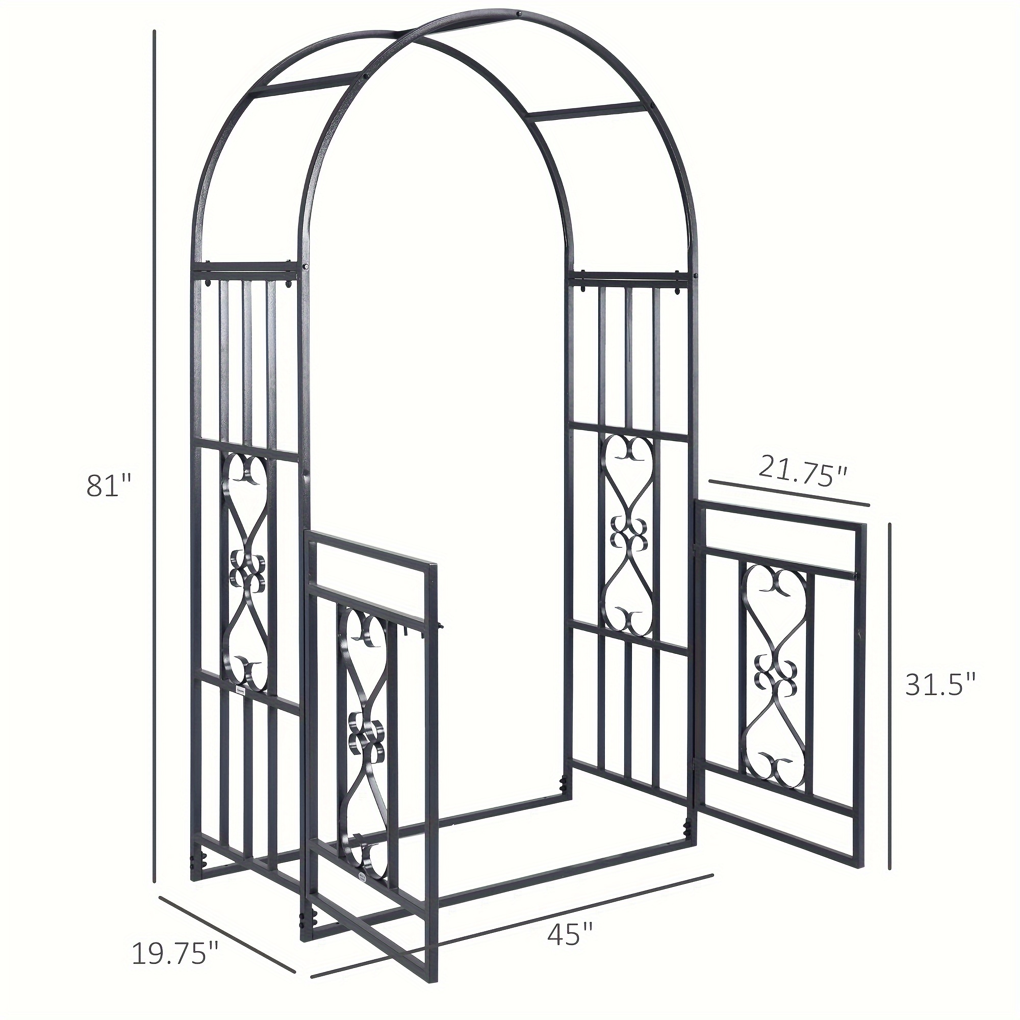 81 Metal Garden Arbor With Double Doors Locking Gate Climbing Vine ...