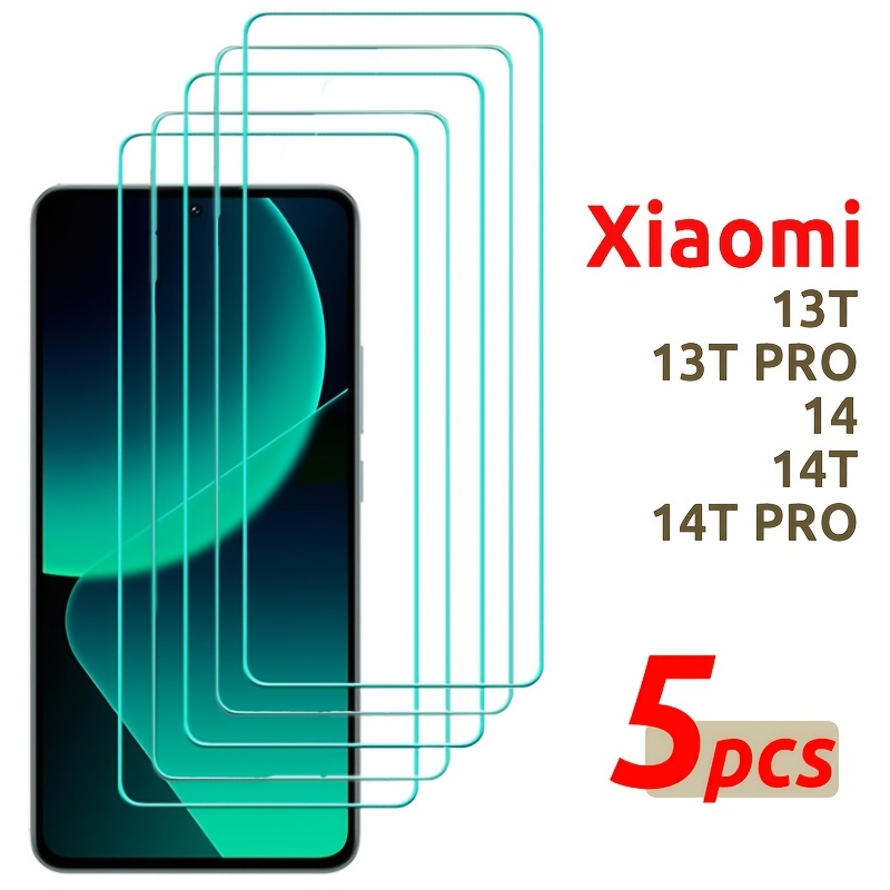 

5-pack Tempered Glass Screen Protector For Xiaomi 13t/13tpro/14/14t/14t Pro, Full Coverage, High-, Case-friendly, Anti-scratch