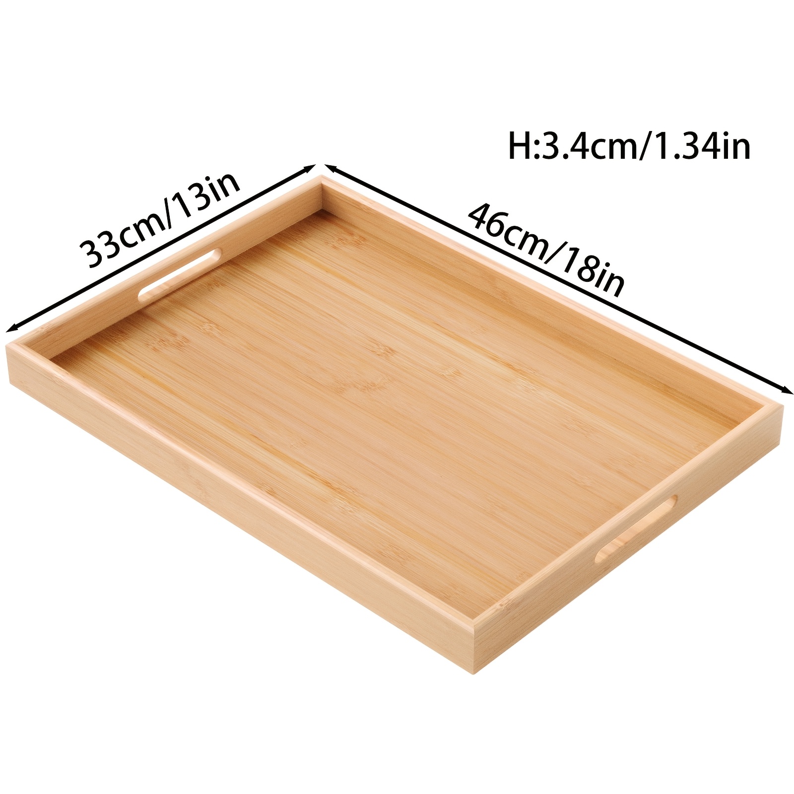 Image of Bamboo Serving Tray With Handle, Wooden Breakfast Tray, Suitable For Dining, Office Use, And Storage. Ideal For Bedrooms, Kitchens, Living Rooms, Bathrooms, Hospitals, And Outdoor Settings