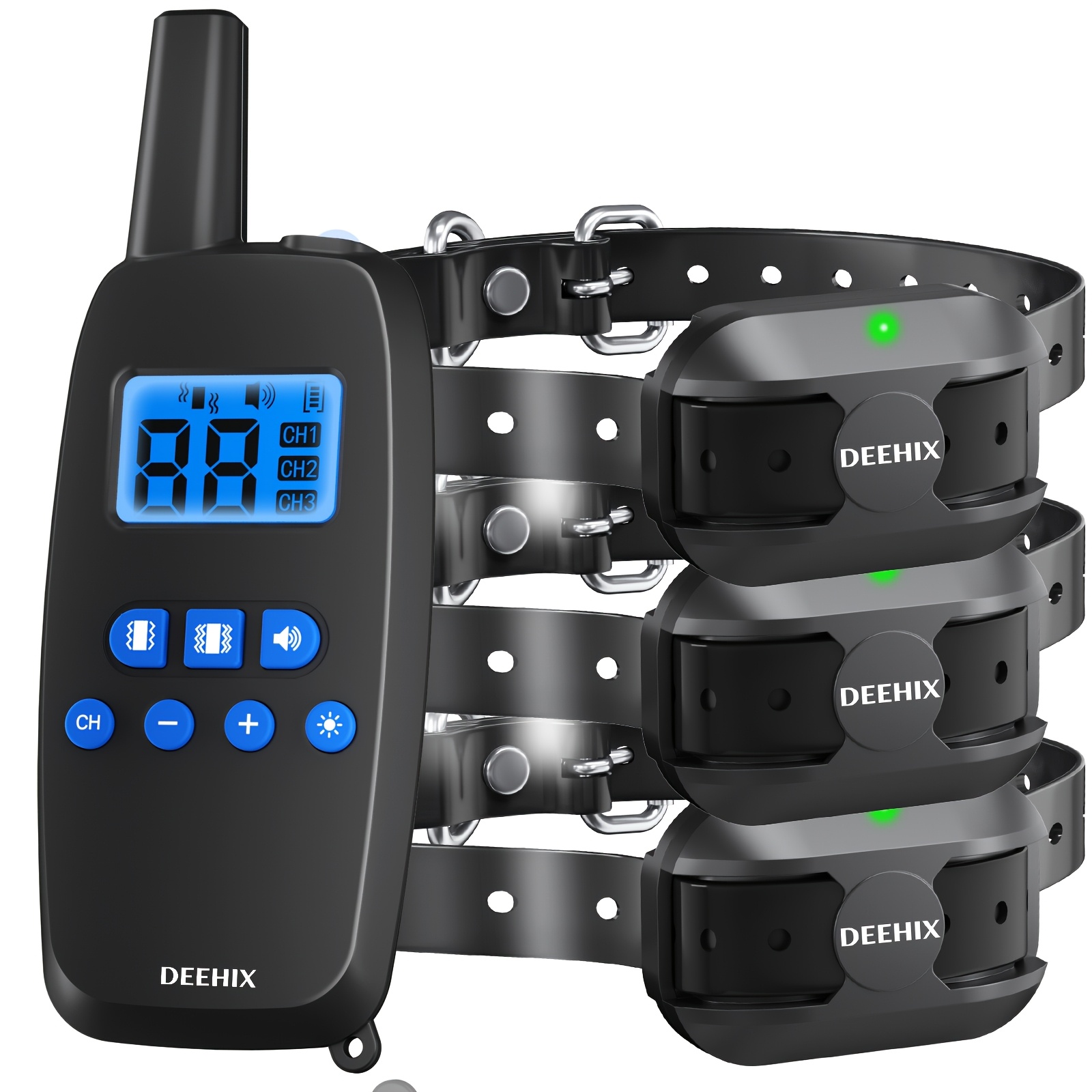 1 2 3pcs     remote dog collar rechargeable dog training collar with remote 3280ft dog collar with led light   0 99 levelsvibration for medium large 3 dogs 3pcs 0