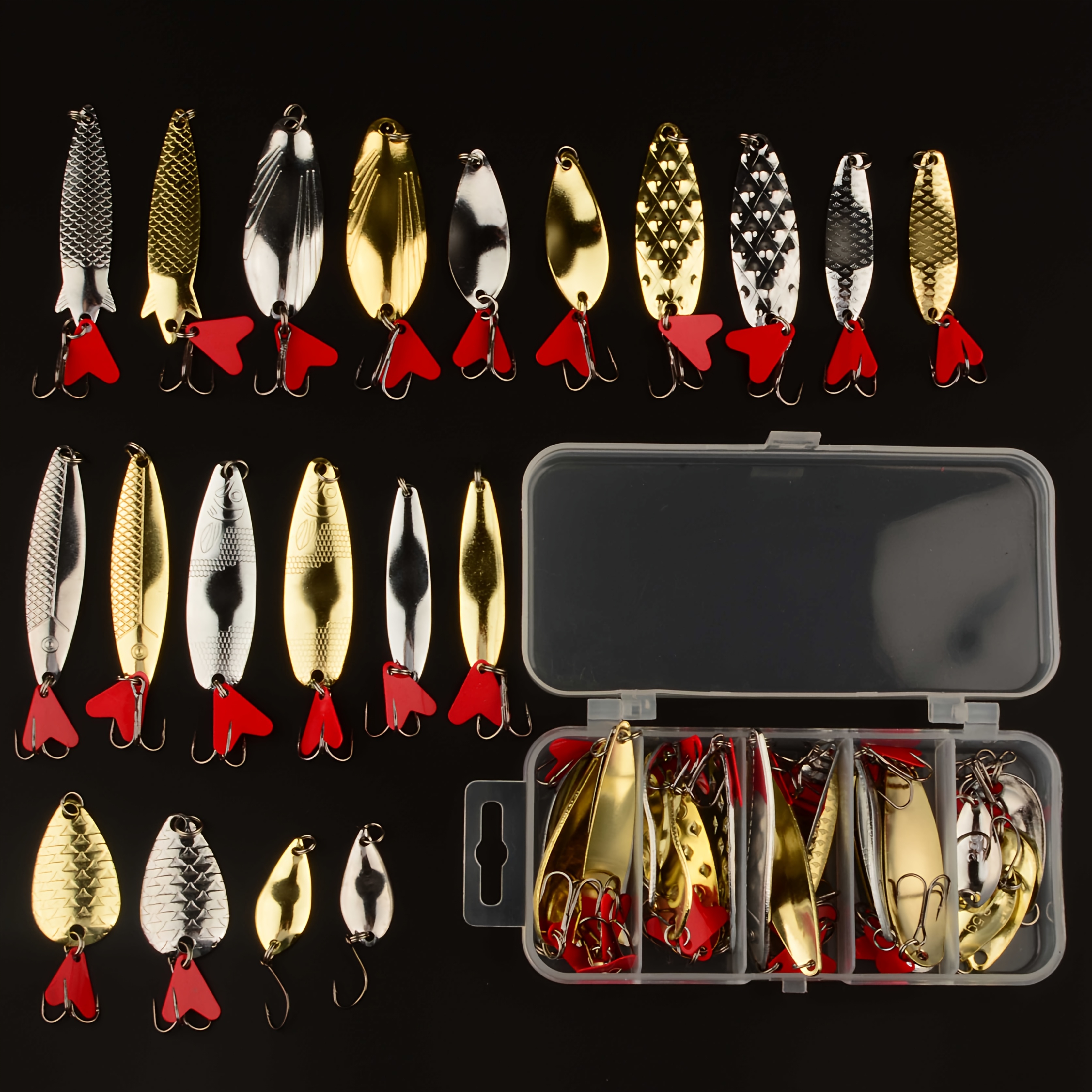 TEMU 20pcs Bionic Spoon Lure With 1pc Tackle Box, Bionic Hard Bait, Outdoor Fishing Tackle