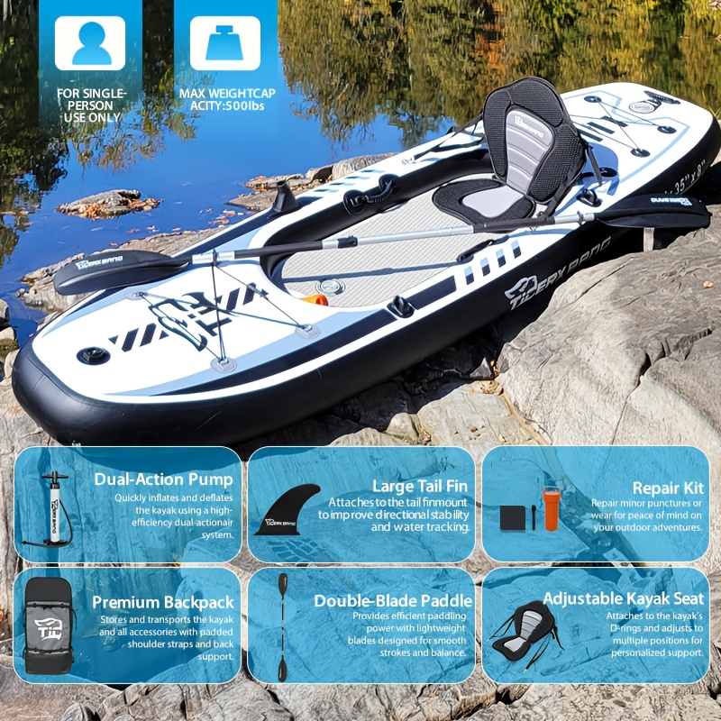 Image of Tigerxbang Detachable Seat Inflatable Surfboard, 310x89x20cm Sup Surfboard Set, Including Hand Pump/aluminum Drum/backpack, Adult | Fishing, Travel