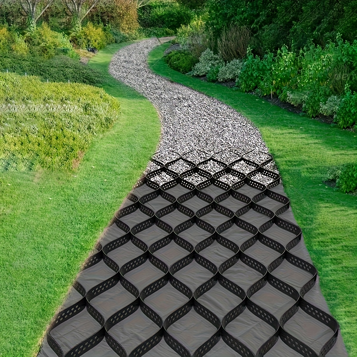 high density hdpe ground grid 2 inch deep drainage stabilization   sizes     15 connectors foldable and telescopic base mesh suitable for diy gardens courtyards garden     shed foundations