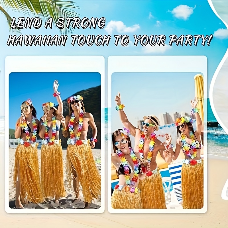 8-teiliges Hawaiianisches Hula-Set – Mit Grasrock, Blumen-Lei, Sonnenbrille, Haarband & Armbändern Für Mottopartys