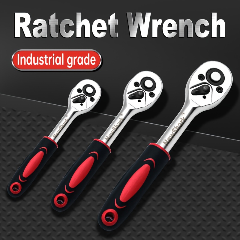 

Newshark Heavy-duty Ratchet Set - 1/4", 3/8", 1/2" Drive, Quick-release & Reversible, Premium Chrome Vanadium Steel, Red