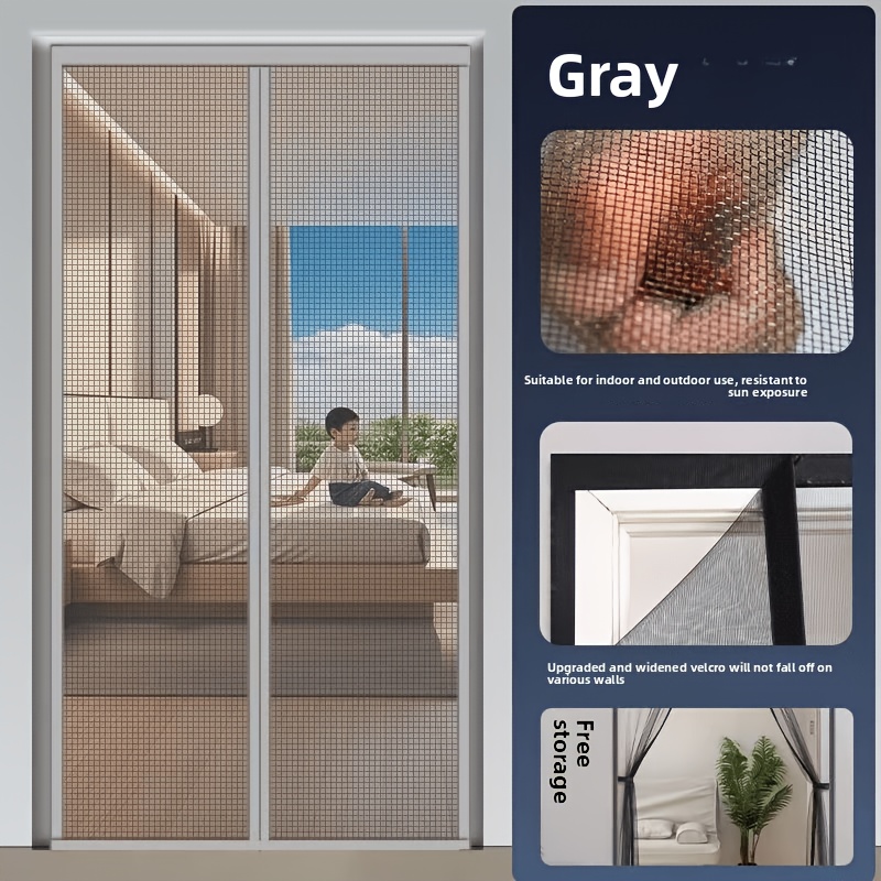 1pc Summer -proof Door Curtain With Reinforced Magnetic Strips, Hook And Loop Fastener For Punch-free Installation, Pet-friendly, Suitable For Multiple Scenes, 90*210cm