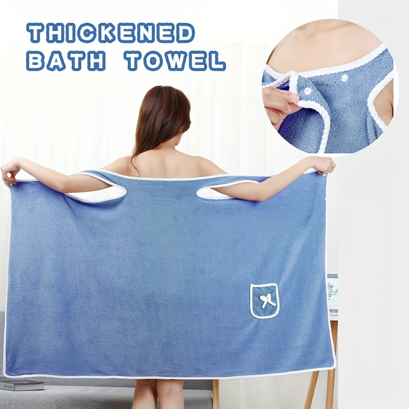 TEMU Towel Wrap For Women With Straps Women's Wearable Shower Skirt Bow Tie Water Absorption And Quick Drying Coral Velvet