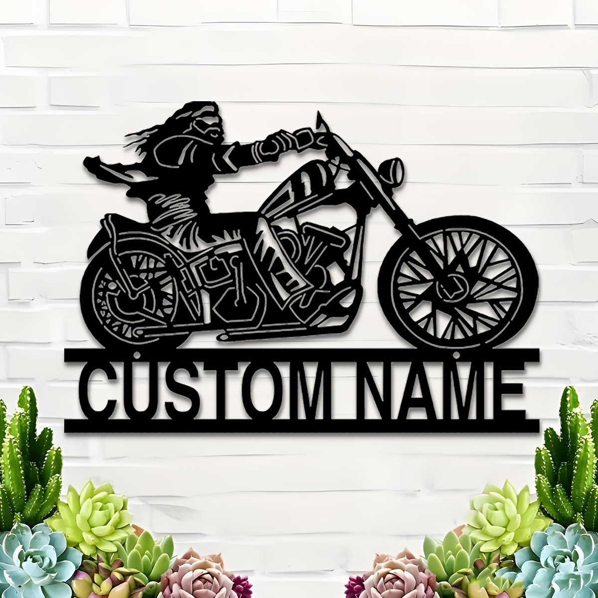TEMU [customized] 1pc Custom Motorcycle Metal Wall Decor, Personalized Motorcycle Door Wall Sign, Farmhouse Bedroom Kitchen Wall Decor, Living Room