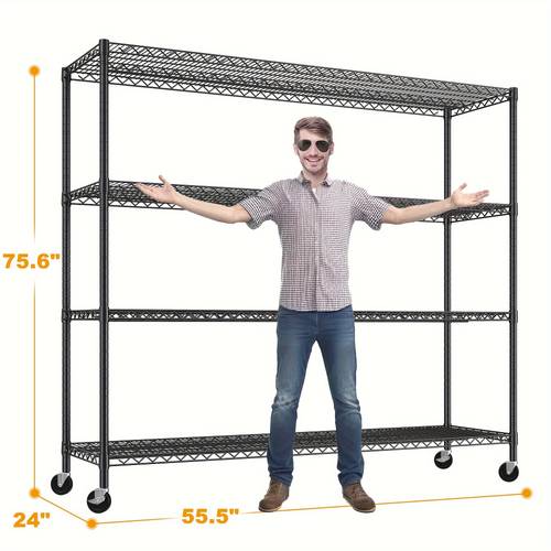 storage shelves 75 6 h wire shelving unit with wheels 2399lbs heavy duty metal shelves for storage adjustable garage storage rack pantry shelf commercial shelving 75 6 h x 55 5w x 24 d storage and organization