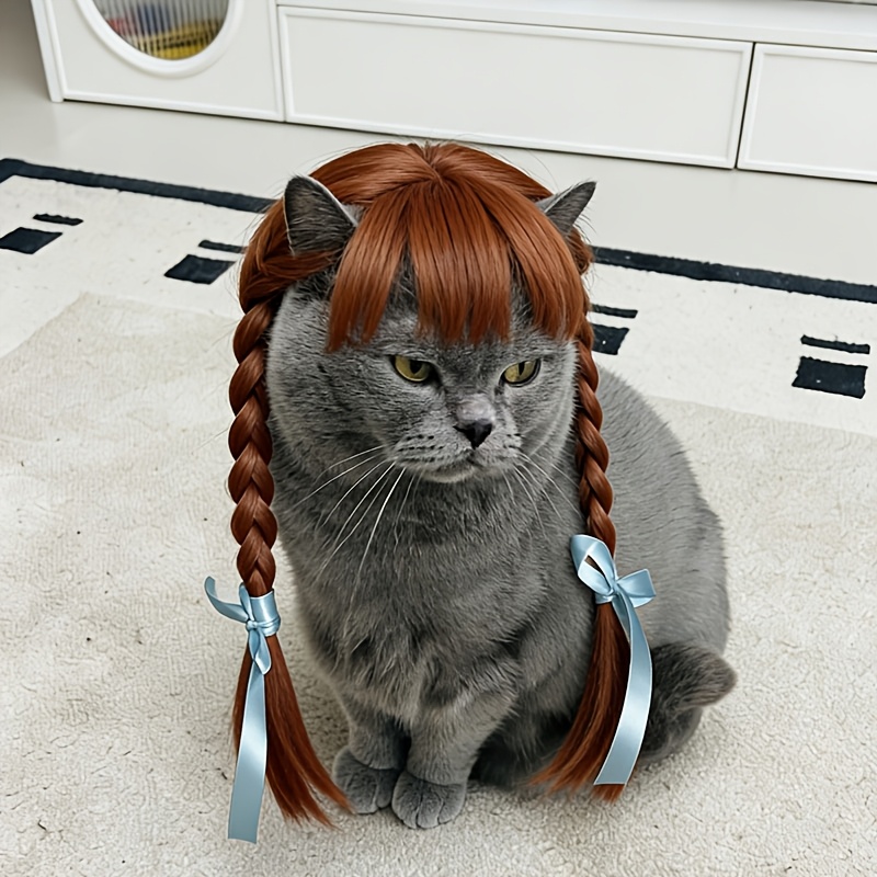 Soft Braided Ponytail Wig Headpiece for Small Dogs